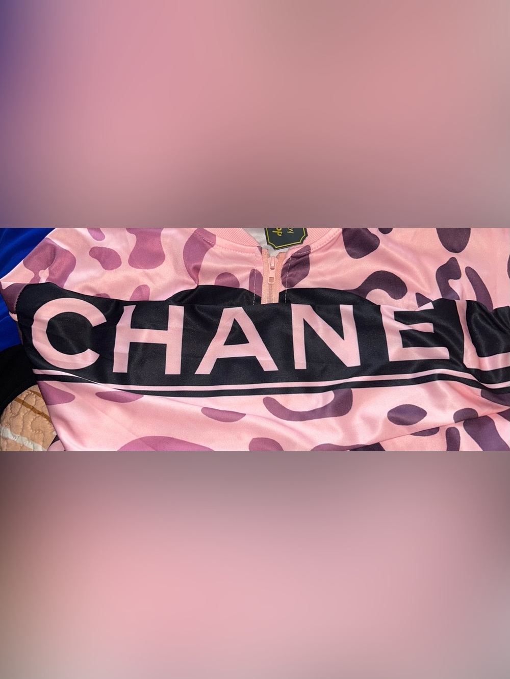 Inspired CHANEL Pink and Black Leopard-Print Zip Jacket - Picture 3 of 4